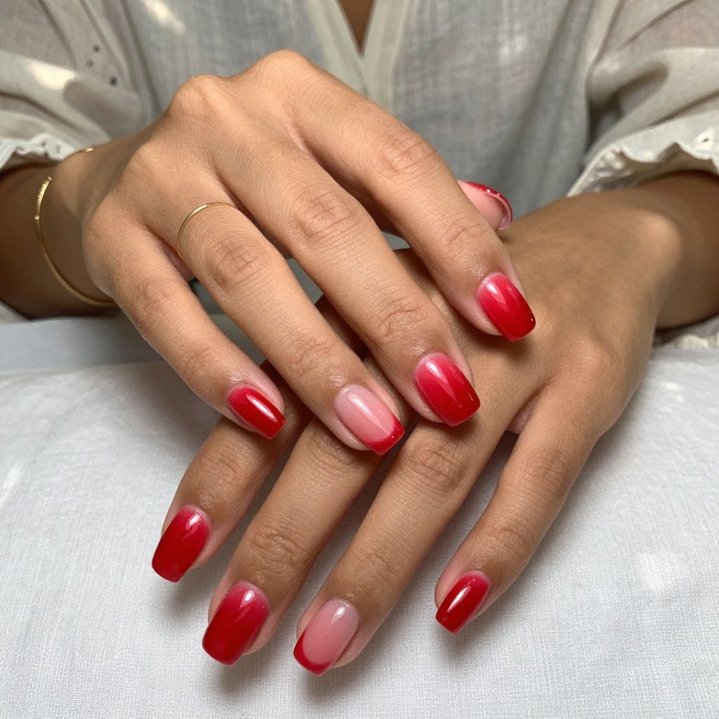 Cherry Bomb Ombre with Glossy Tips