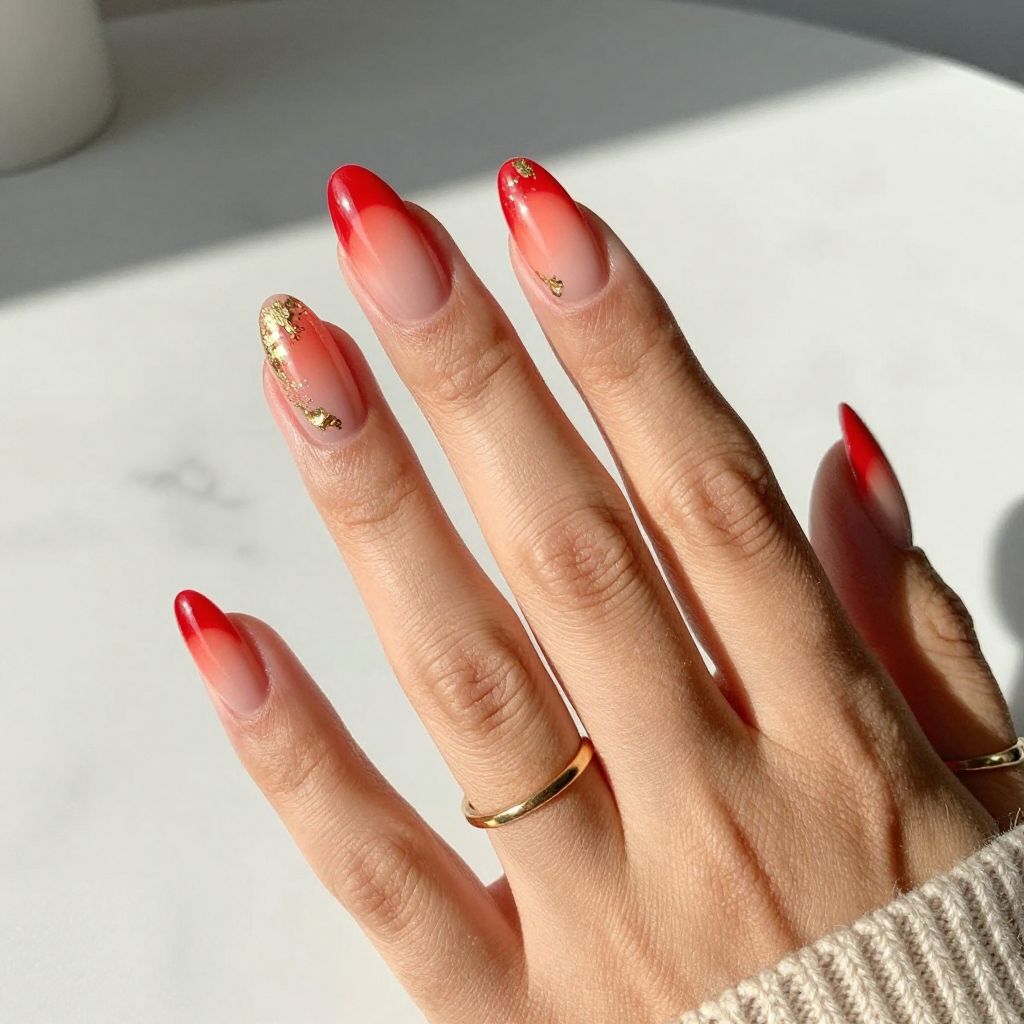 Red Ombre with Gold Foil Accents