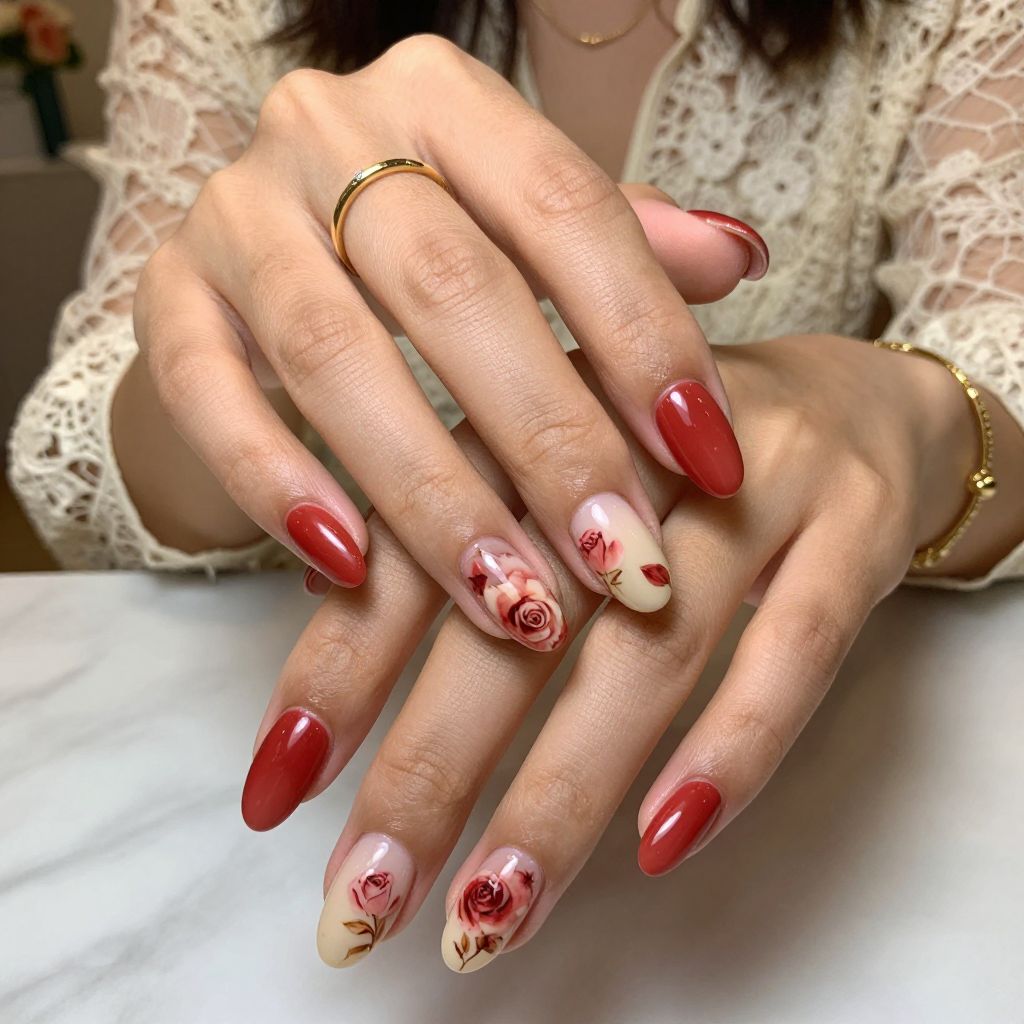 Vintage Red Ombre Roses