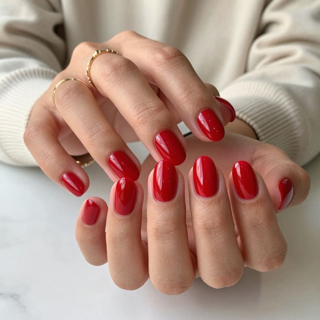 Classic Crimson Elegance Nails