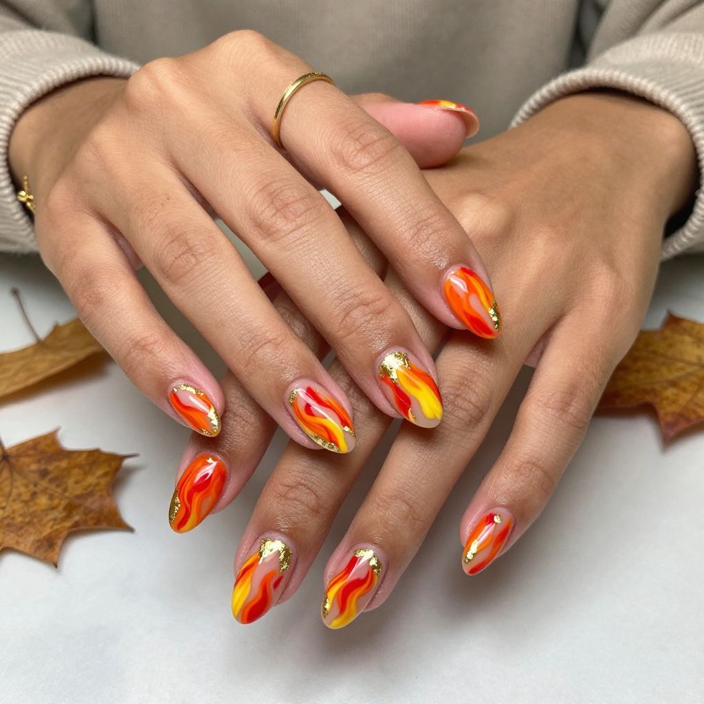 Abstract Fire Strokes With Metallic Accents
