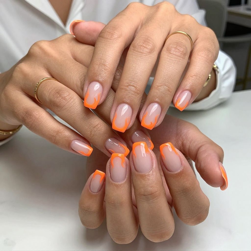 Neon Orange Fire Outline