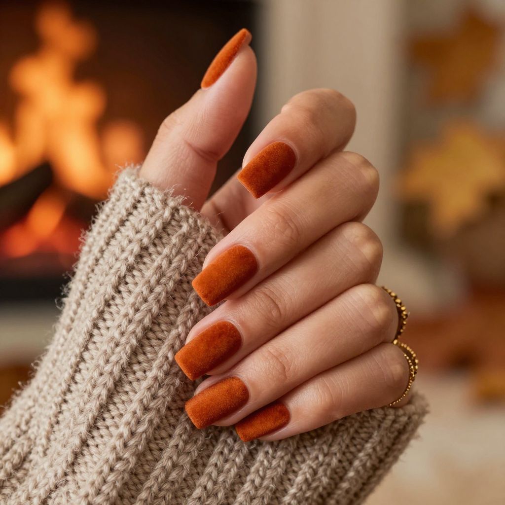 Burnt Orange Velvet Nails