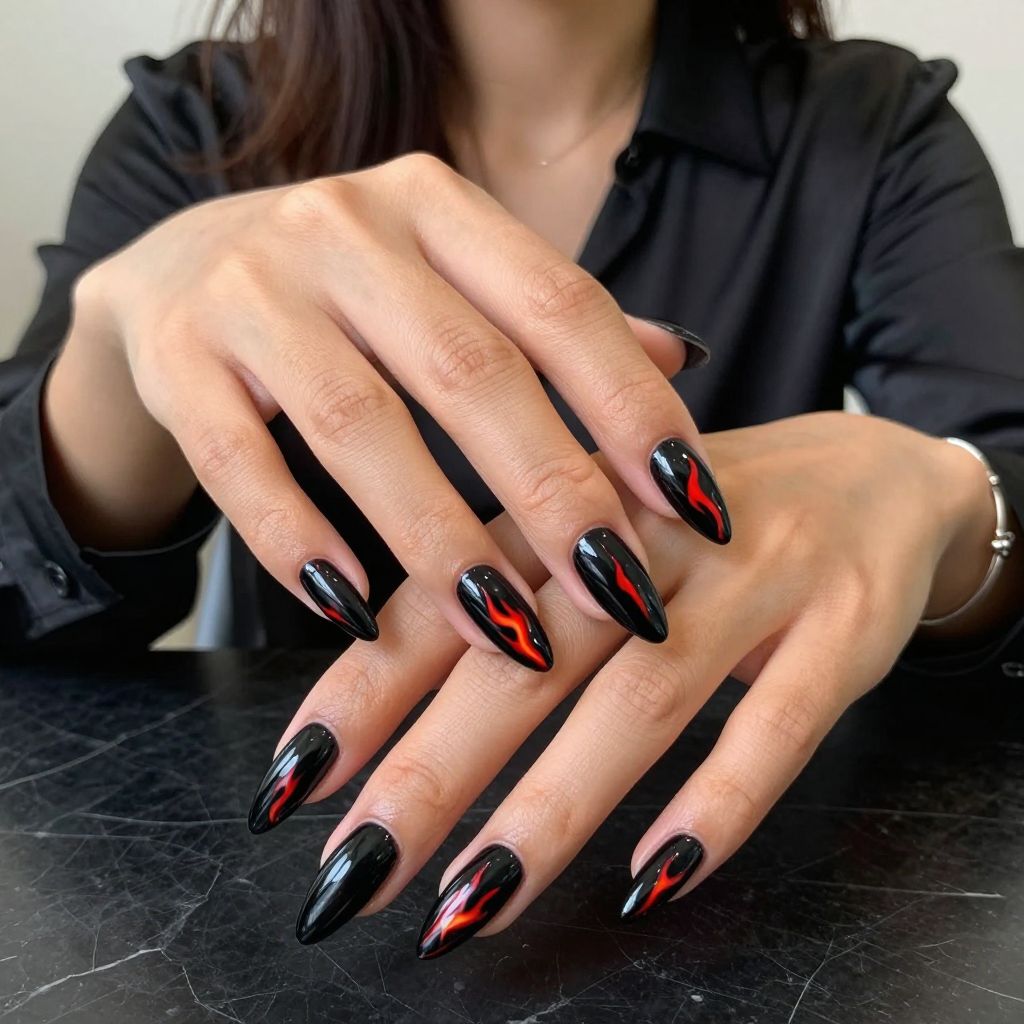 Glossy Black Fire Trails
