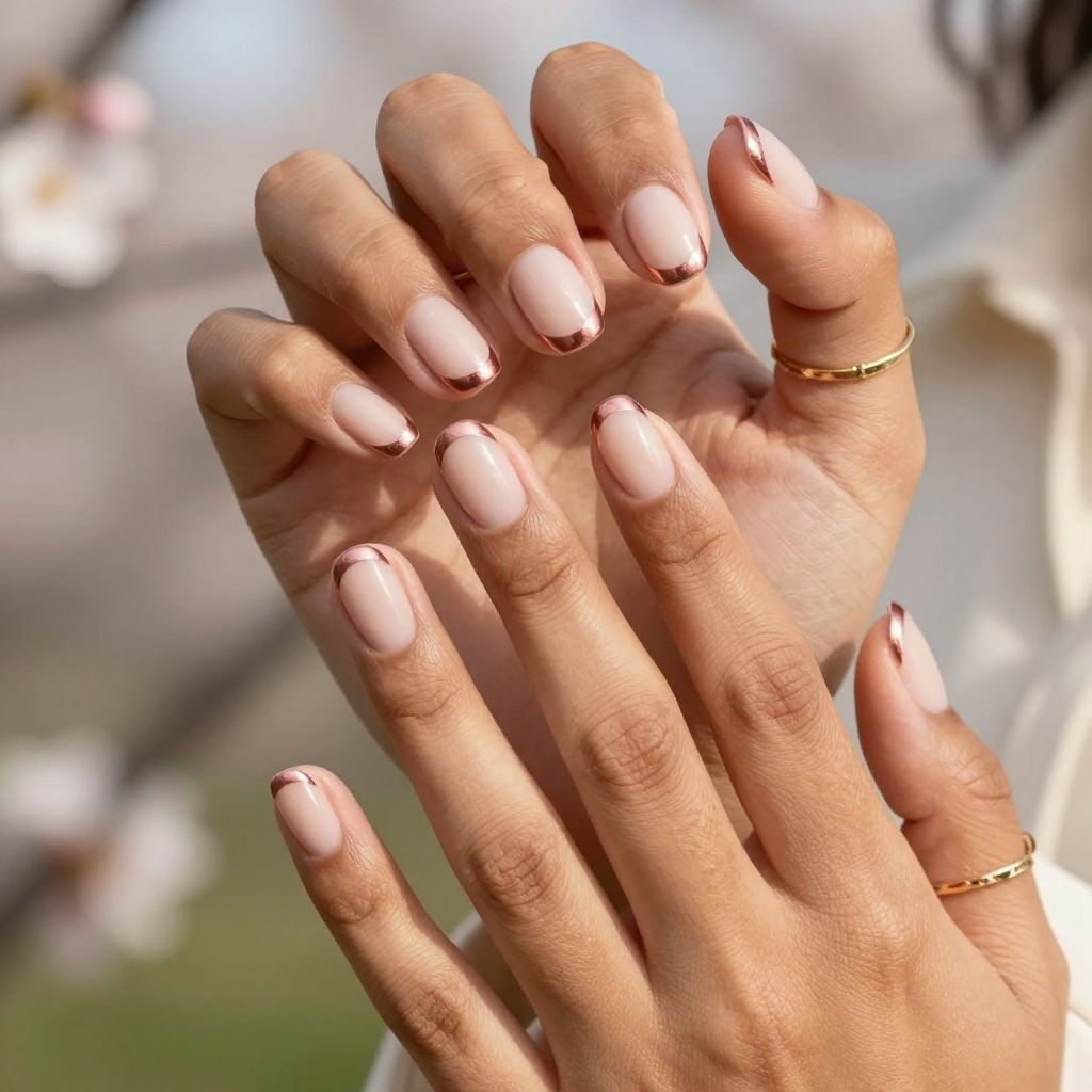 Rose Gold French Tips with a Twist