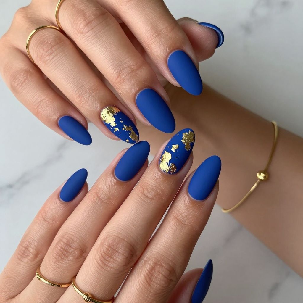 Royal Blue Matte with Gold Foil