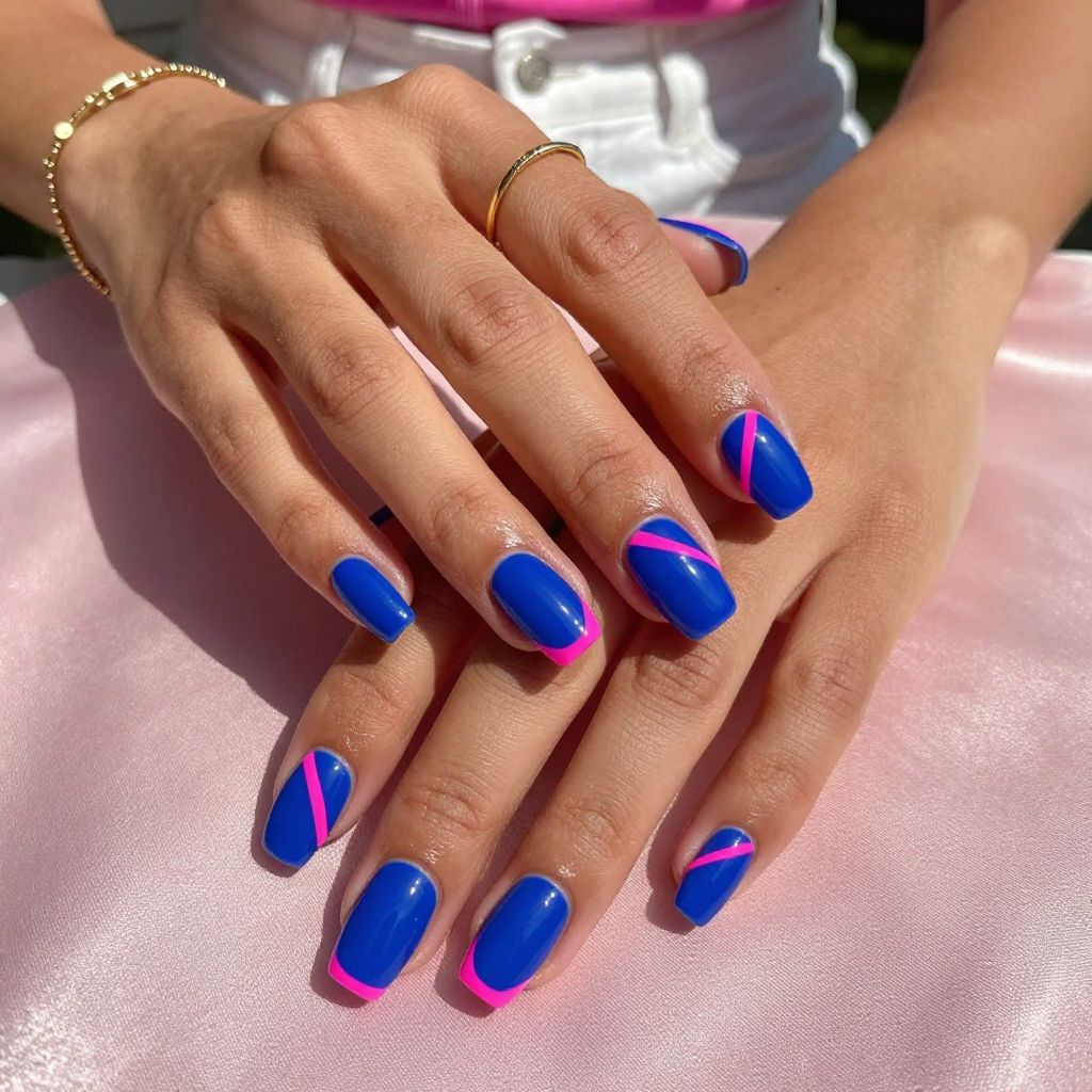 Royal Blue and Neon Pink Geometric Mix