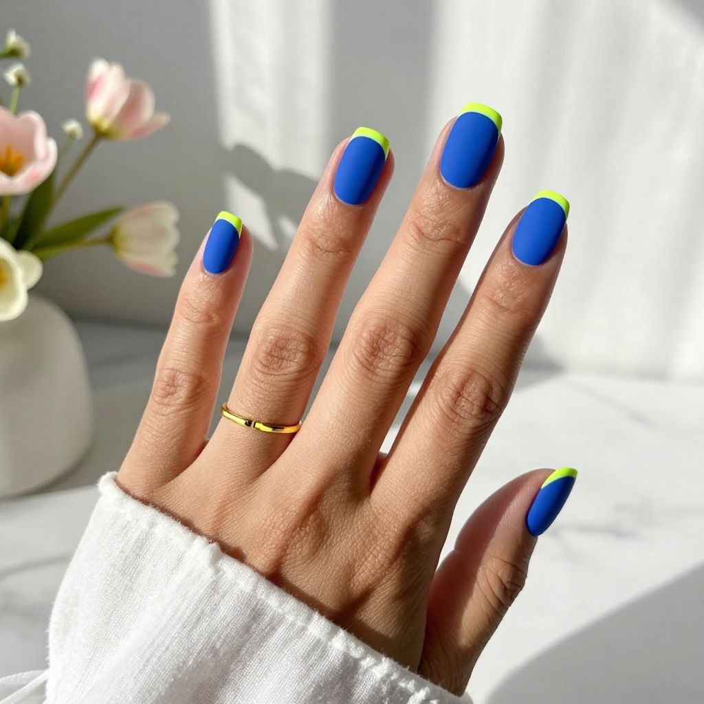 Royal Blue Matte with Neon Yellow Tips