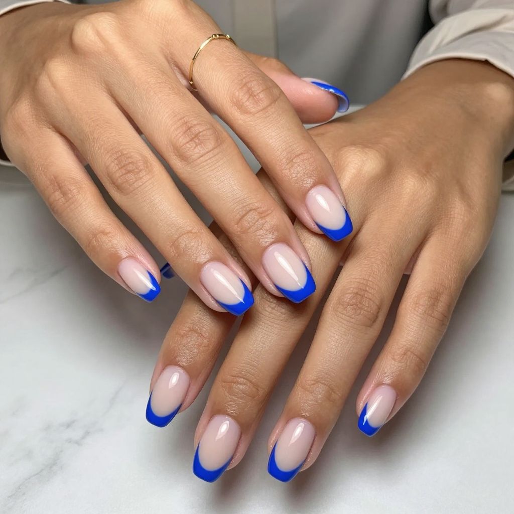 Royal Blue French Tips Reimagined