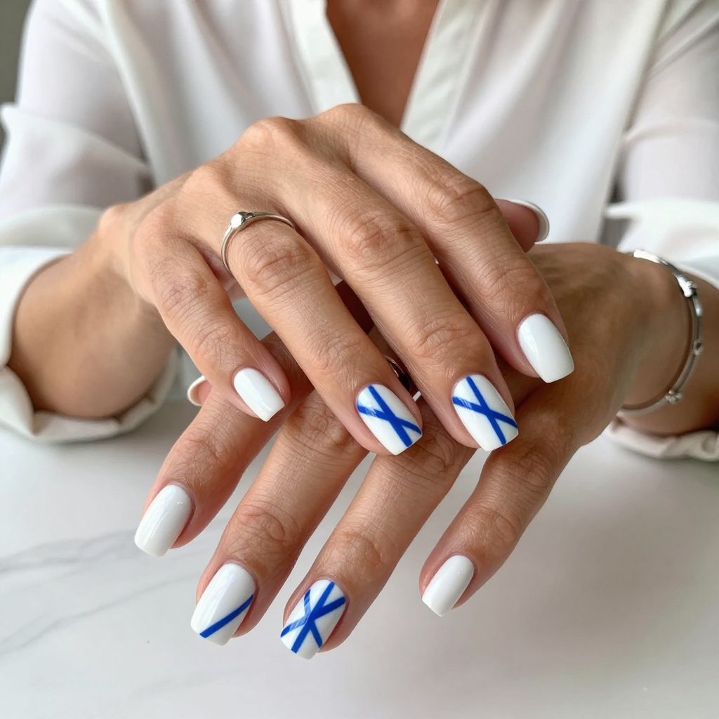 Graphic Royal Blue and White Lines
