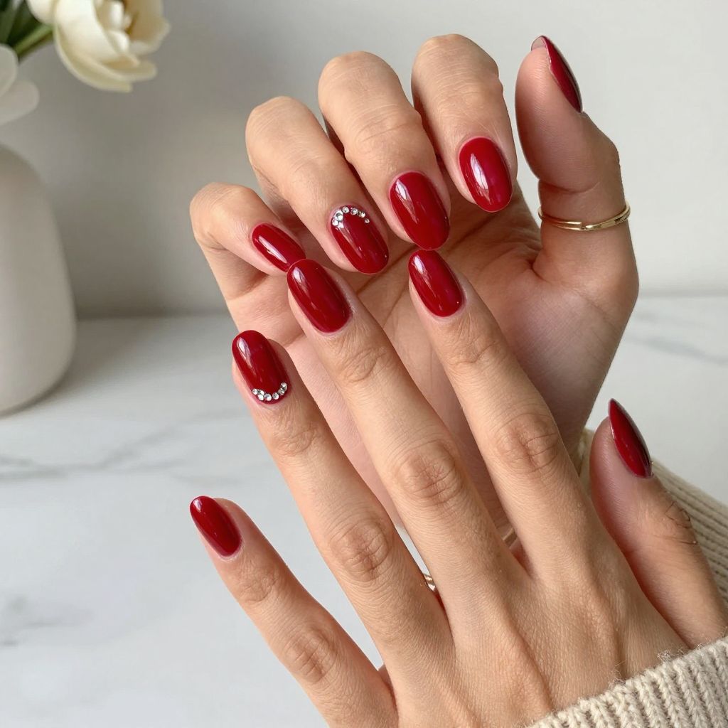Ruby with Subtle Rhinestone Clusters