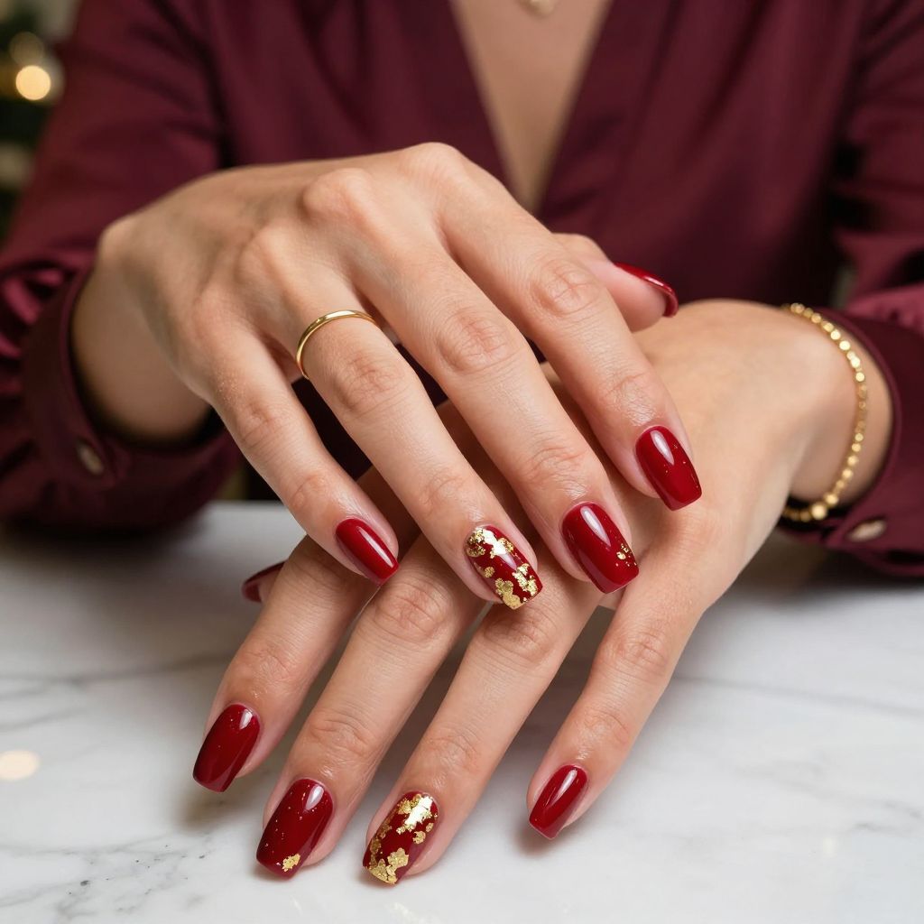 Ruby and Gold Foil Elegance