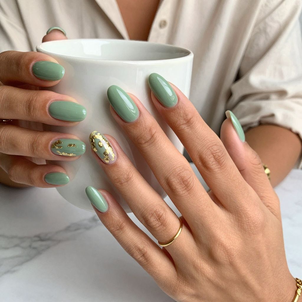 Glossy Sage with Gold Foil Accents