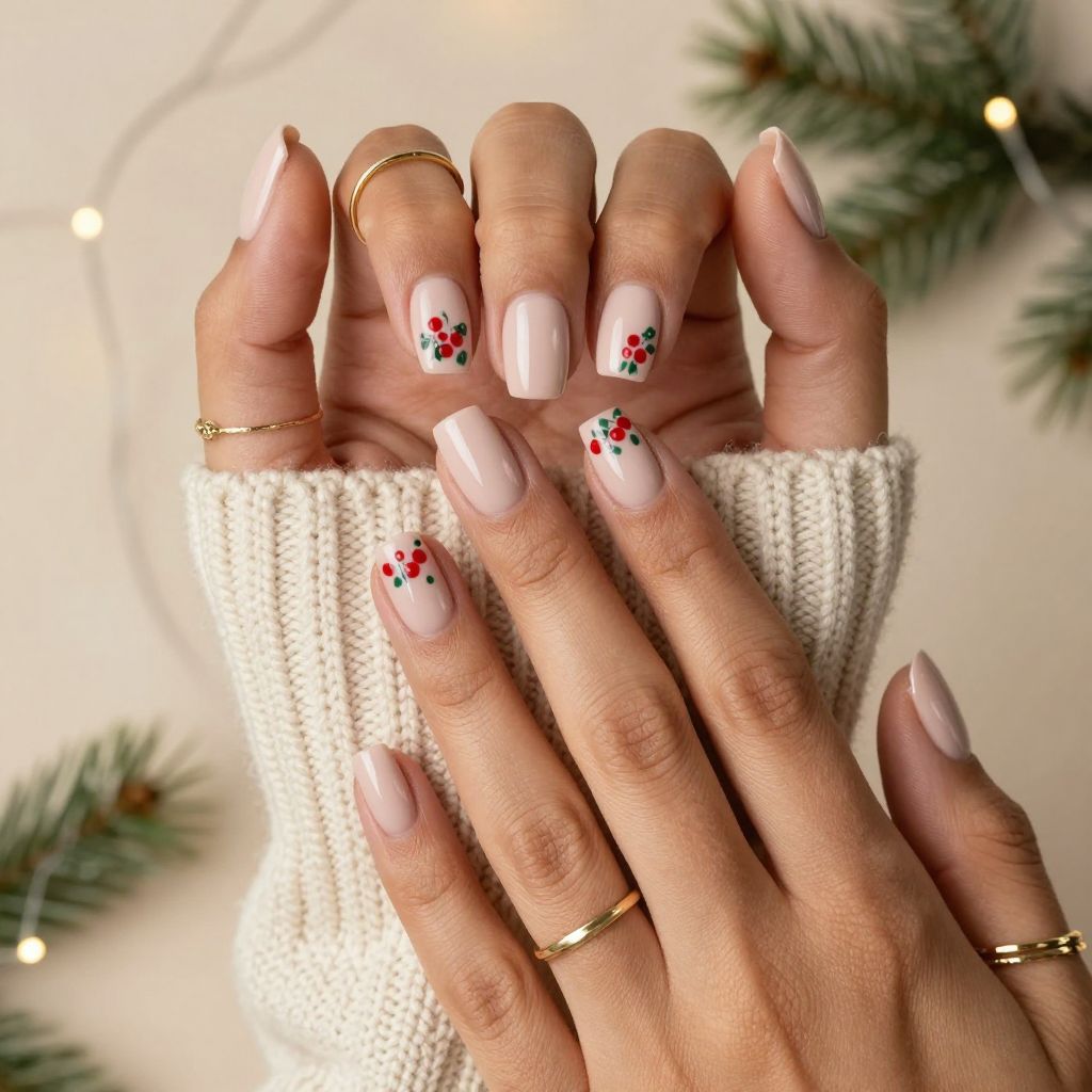 Holly Berry Dots on Nude