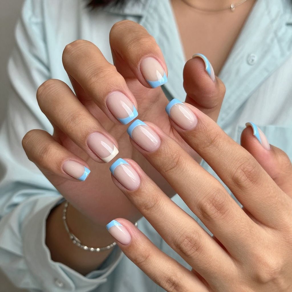 Baby Blue French Tips Nail