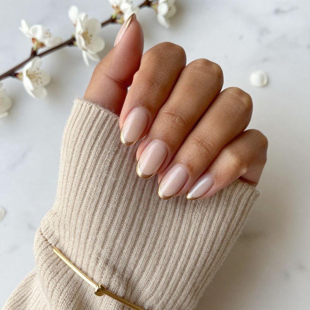Champagne Gold Tips Nail