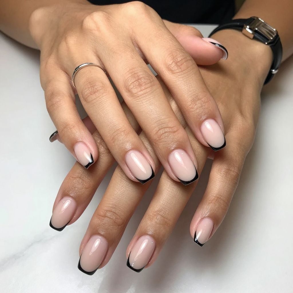 Chic Nude with Minimalist Lines Nail