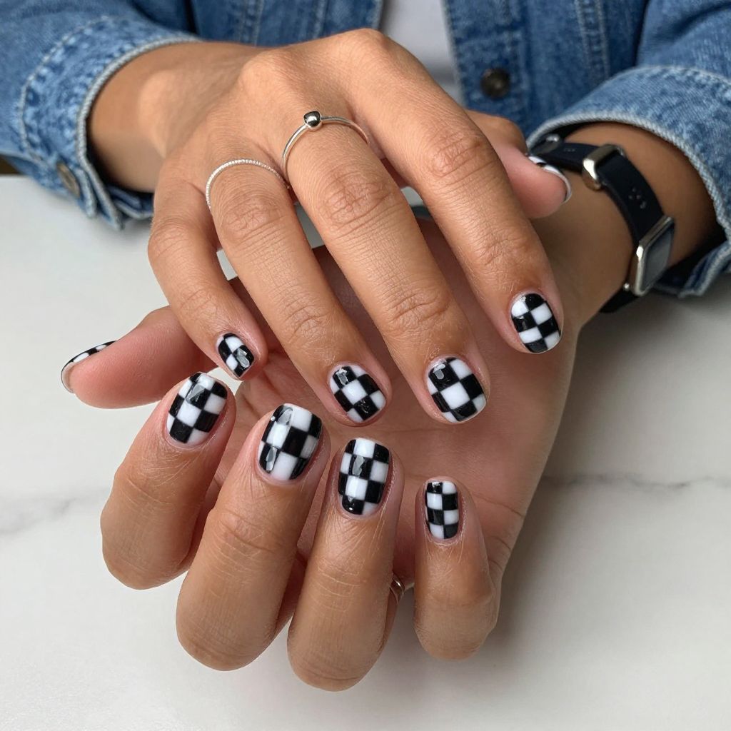Cute Checkerboard Nail