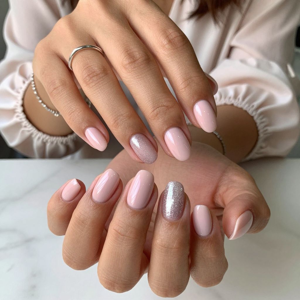 Soft Pink with Glitter Accent