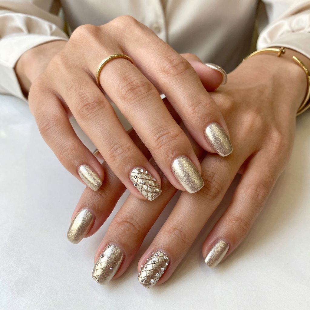 Champagne Gold with Textured Embellishments