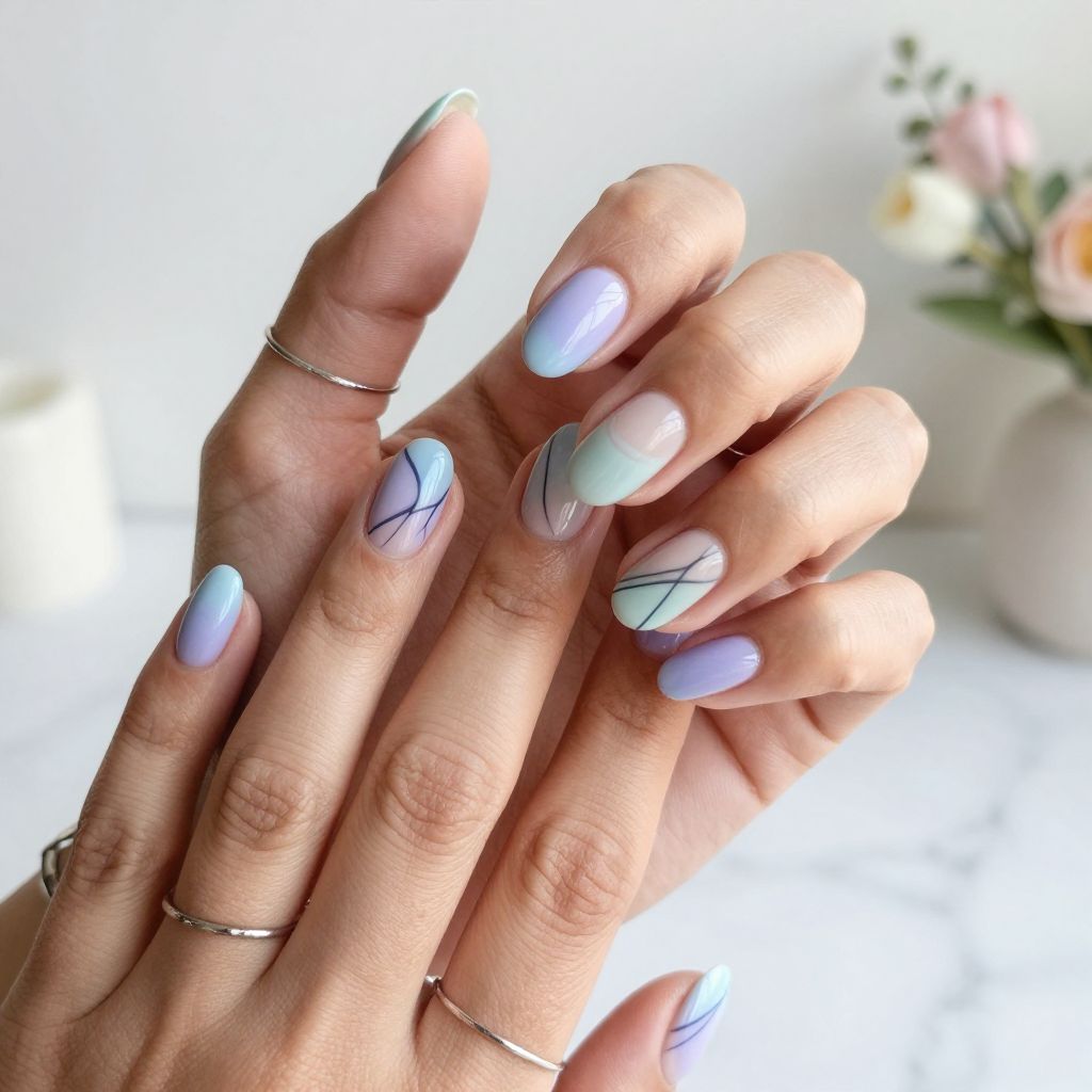 Pastel Tips with Freeform Abstract Lines