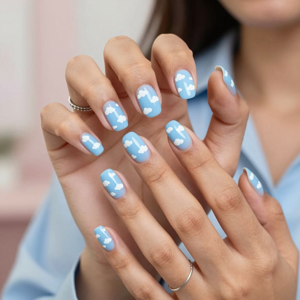 Baby Blue with White Clouds