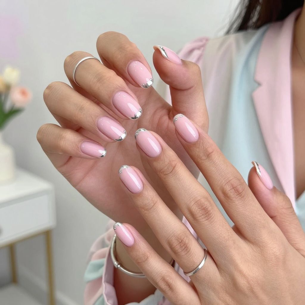 Soft Pink with Chrome Accents