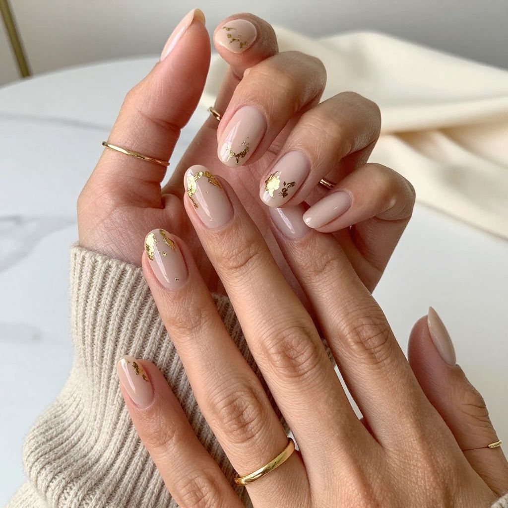 Elegant Nude with Gold Foil