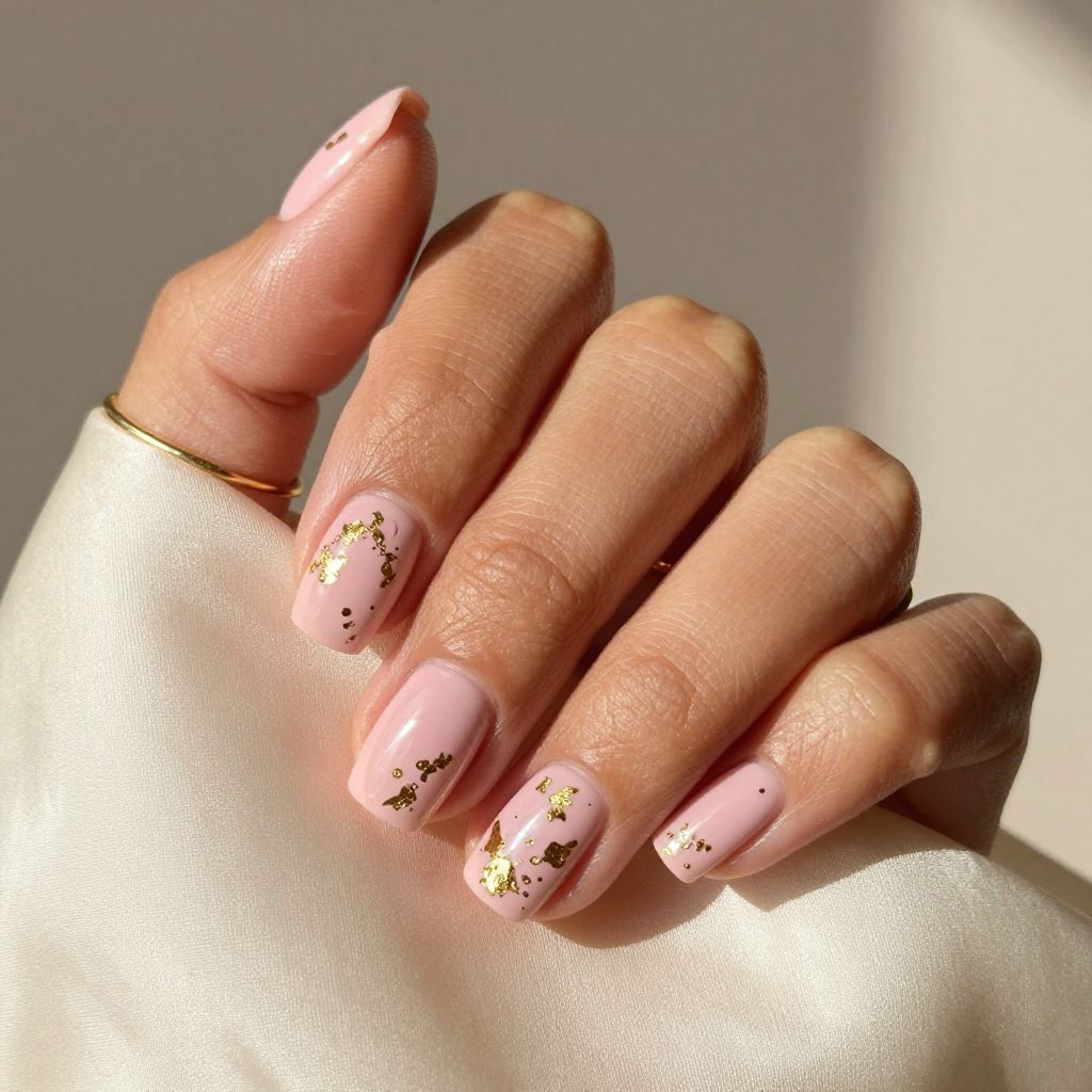 Baby Pink with Gold Foil Flakes