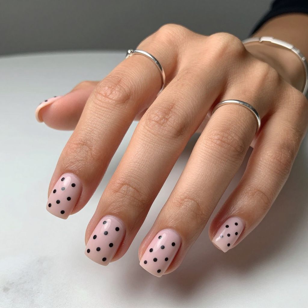 Pale Pink with Matte Black Dots
