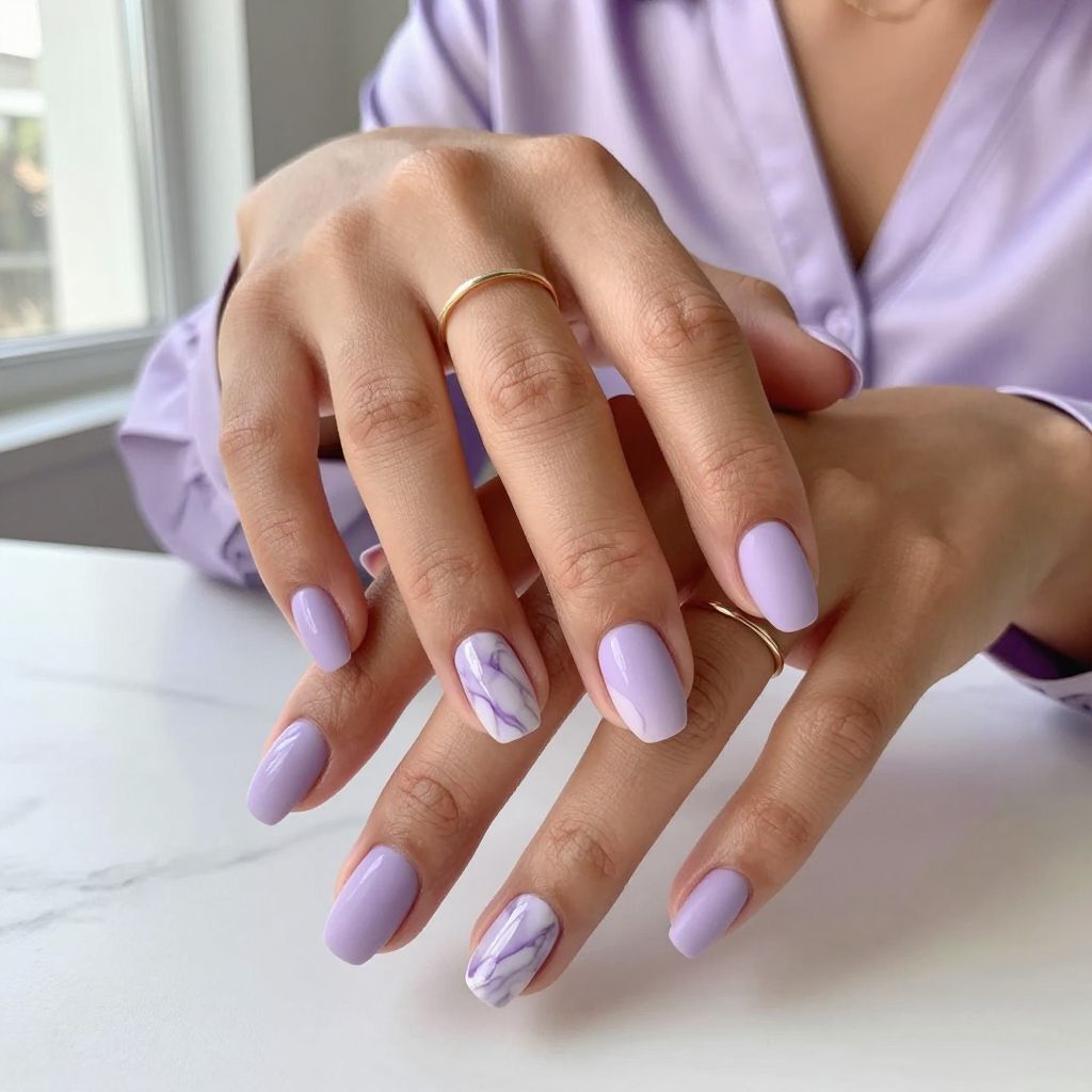 Soft Lavender and White Marble