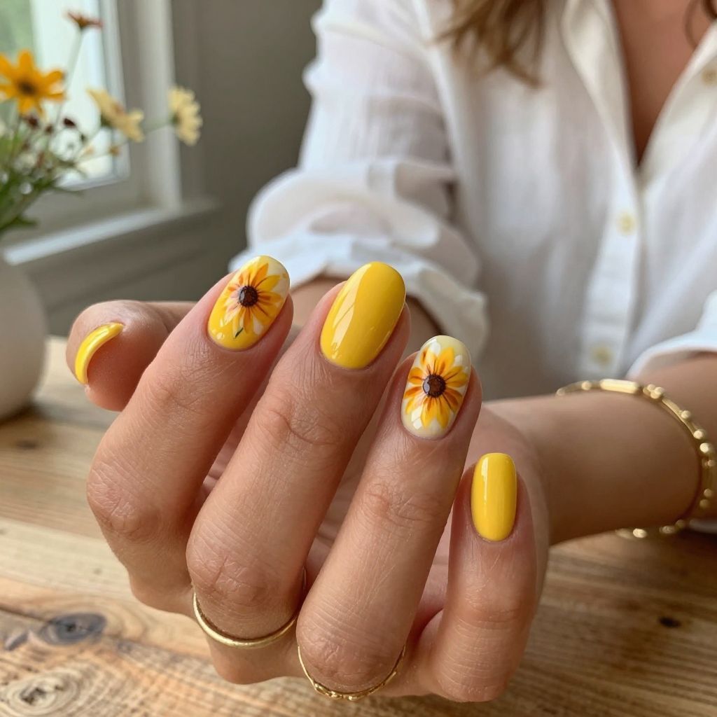 Sunflower Delight Nail Design