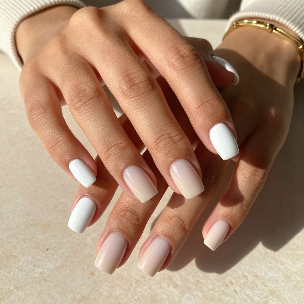 Soft Ombre Fade from White to Nude