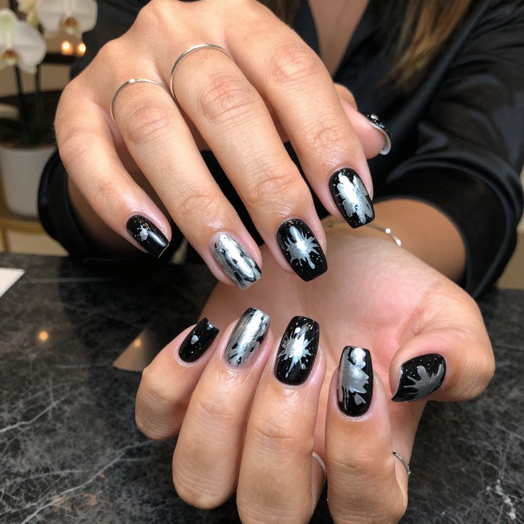Silver Abstract Splatter