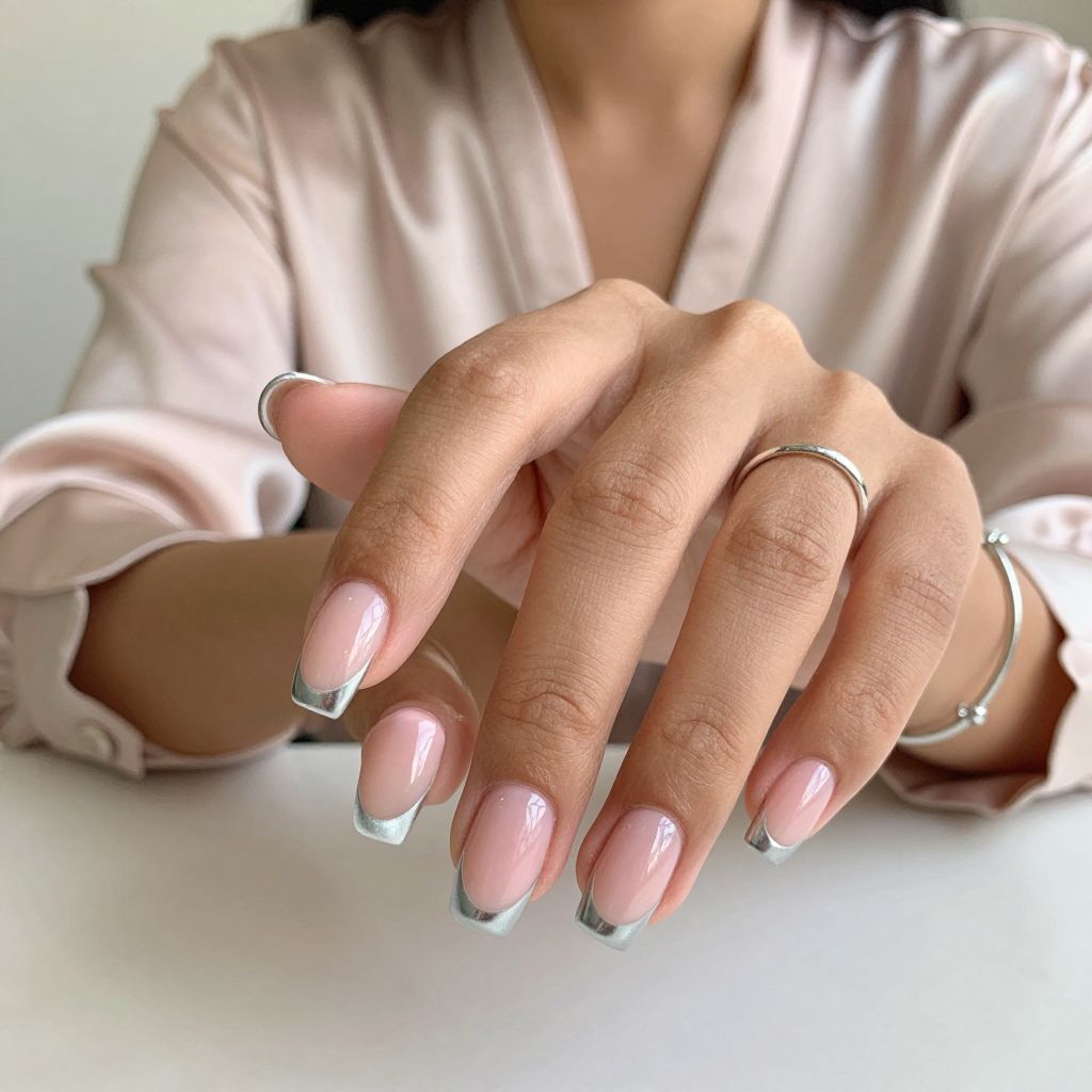 Silver French Tips with a Twist