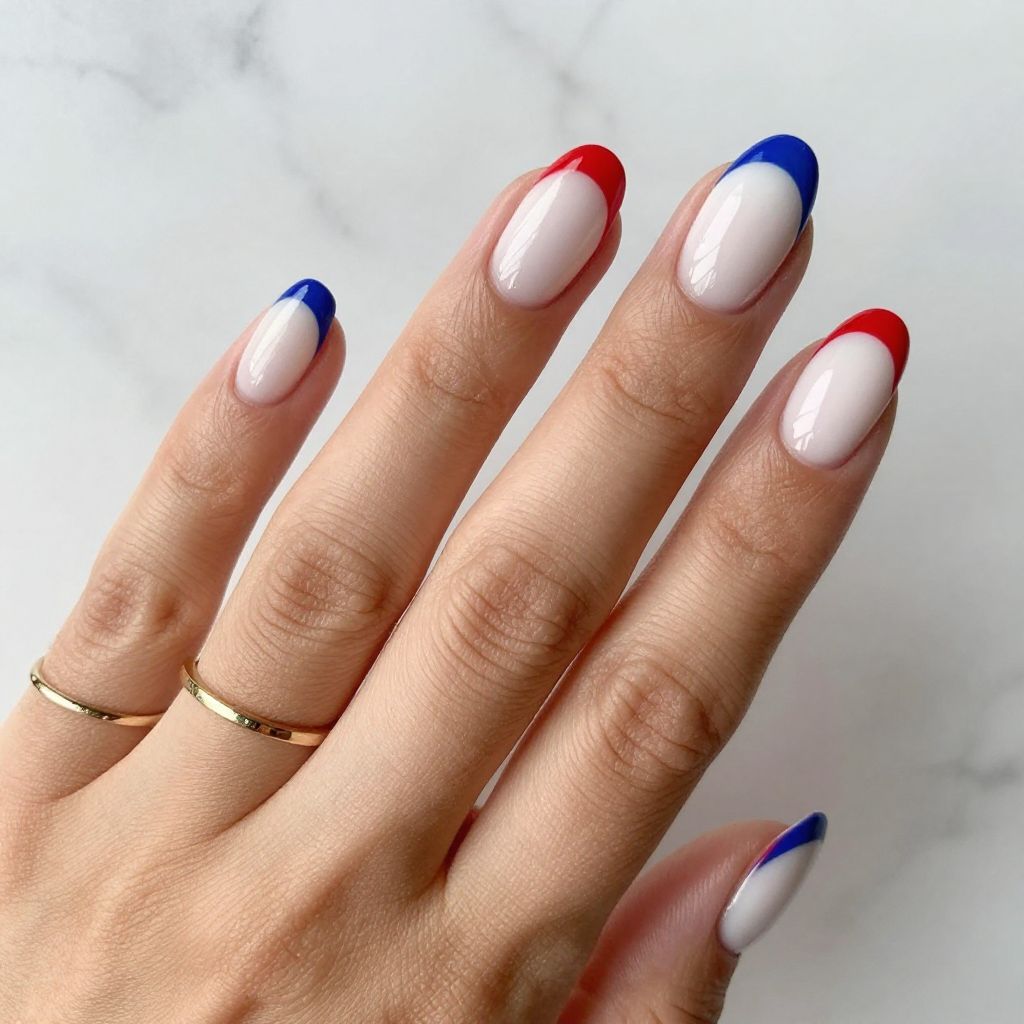 Classic Red White and Blue French Tips