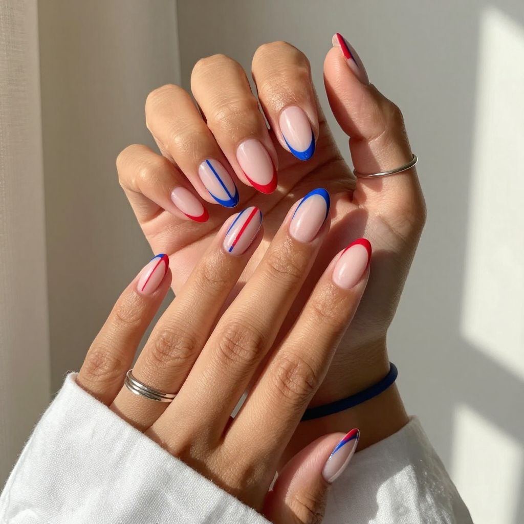 White Negative Space with Red and Blue Lines