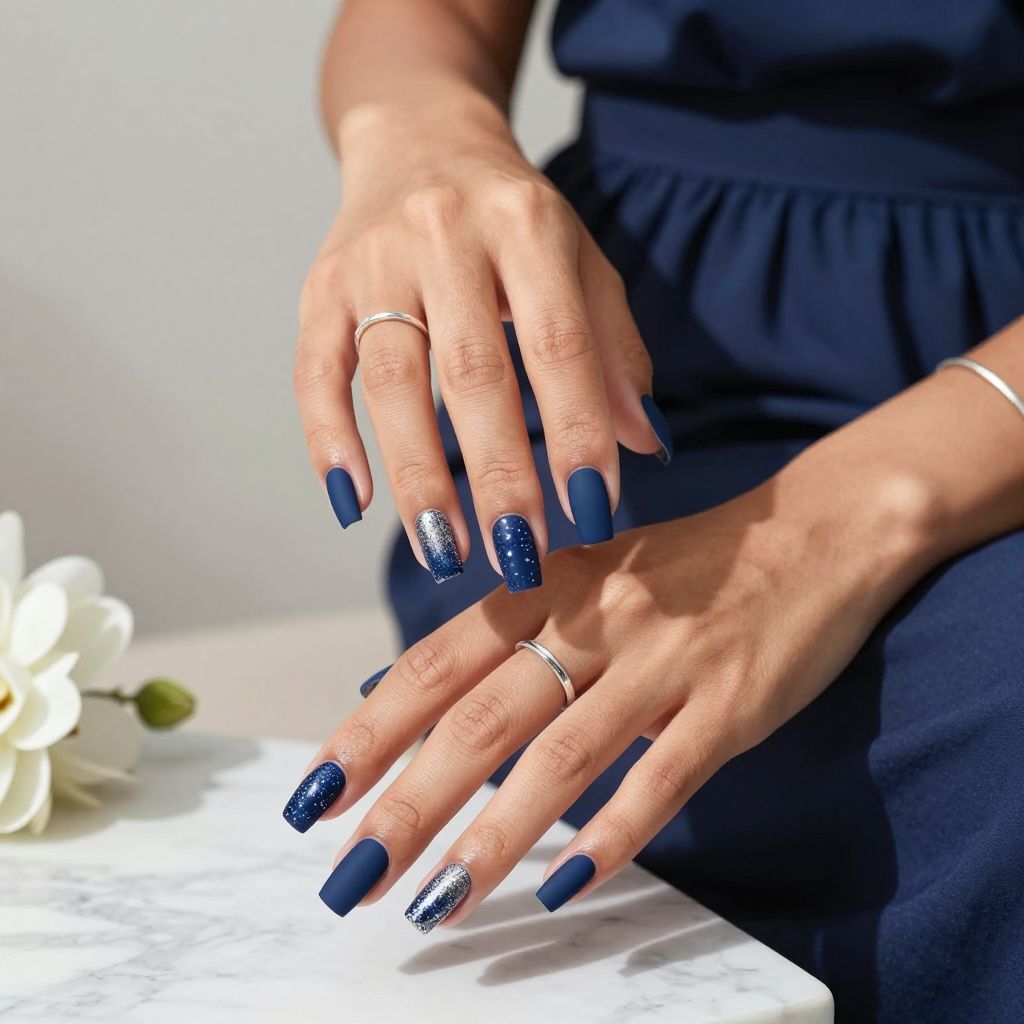 Midnight Blue Matte with Star Glitter Fade