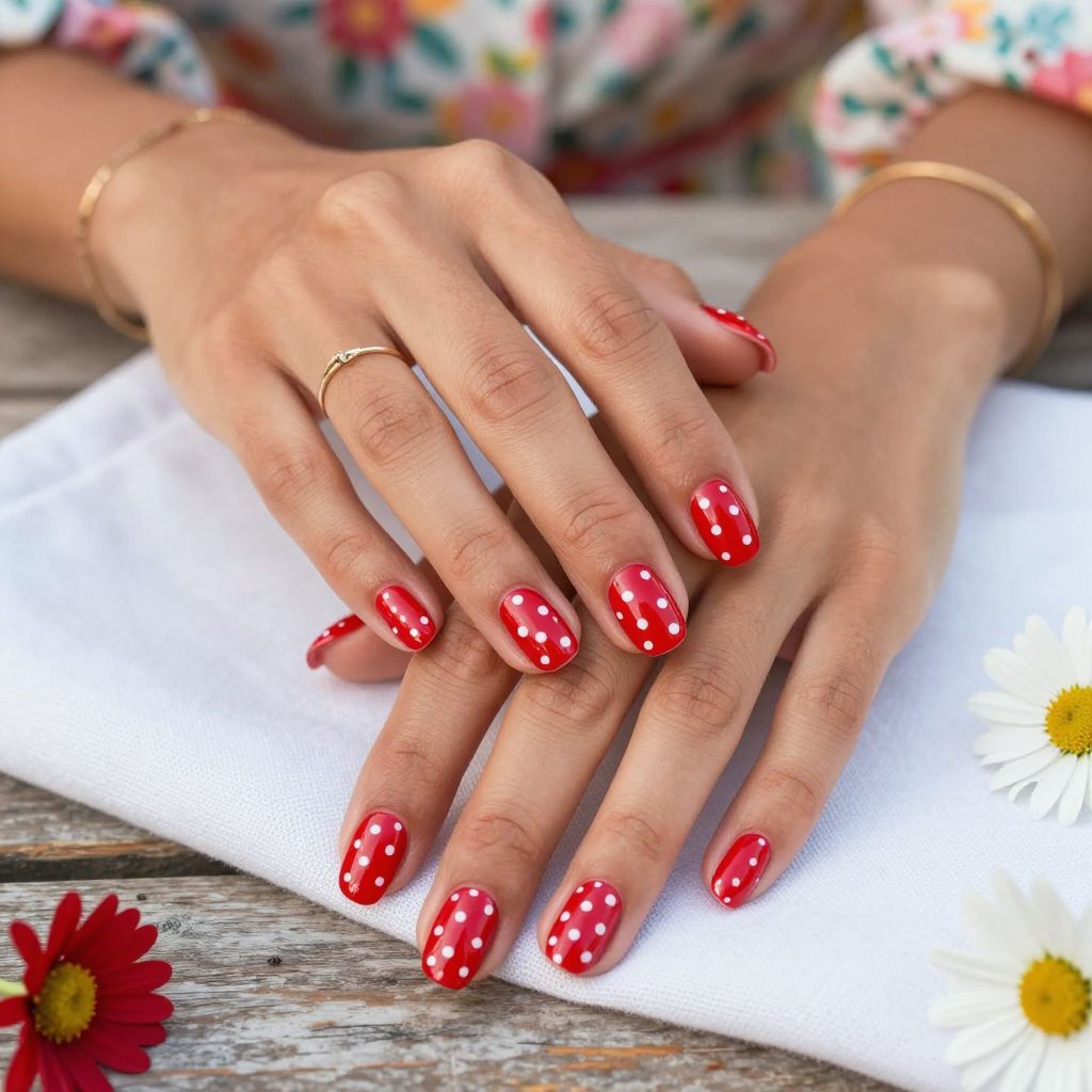 Candy Stripe Red with White Polka Dots