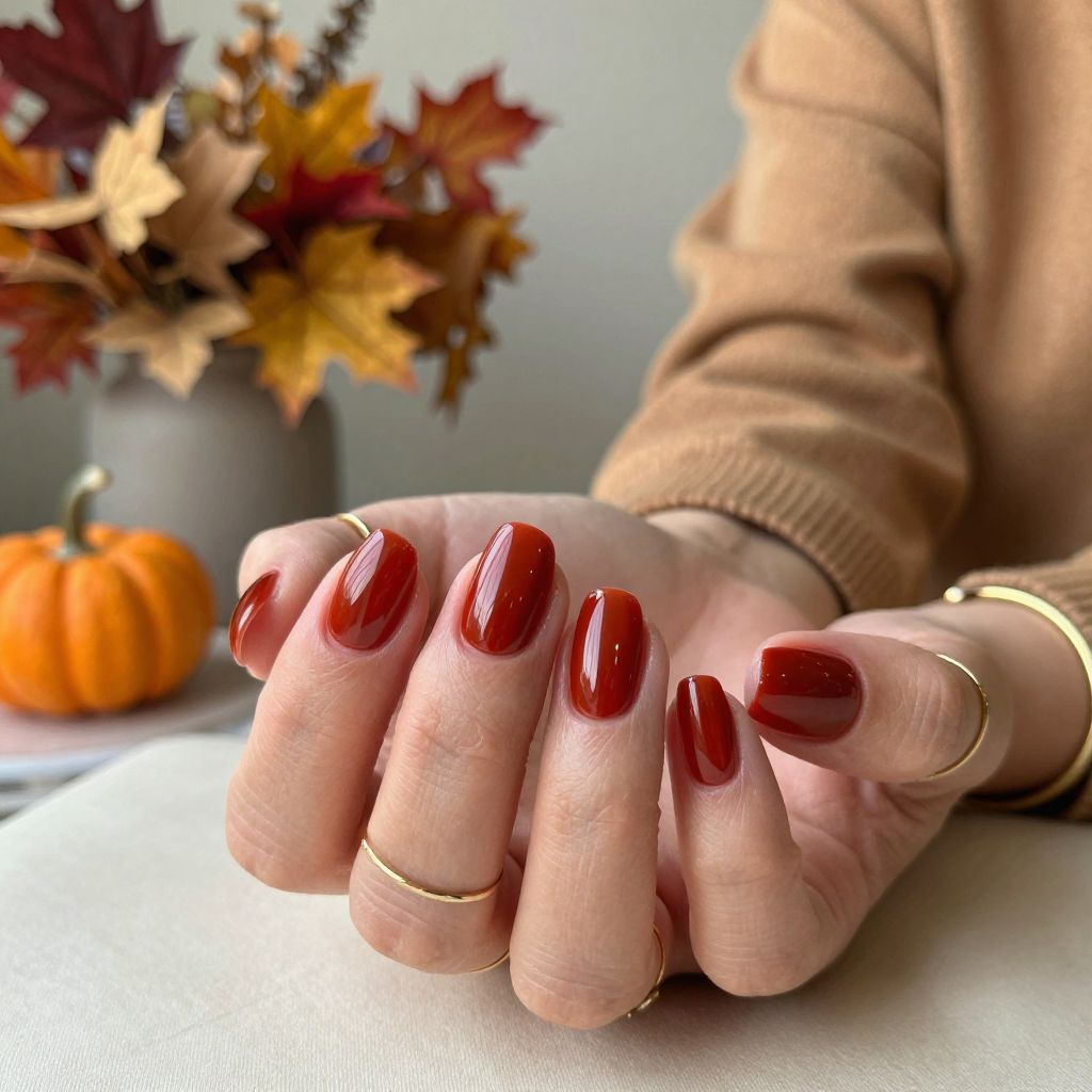 Cinnamon Red Glossy Nails