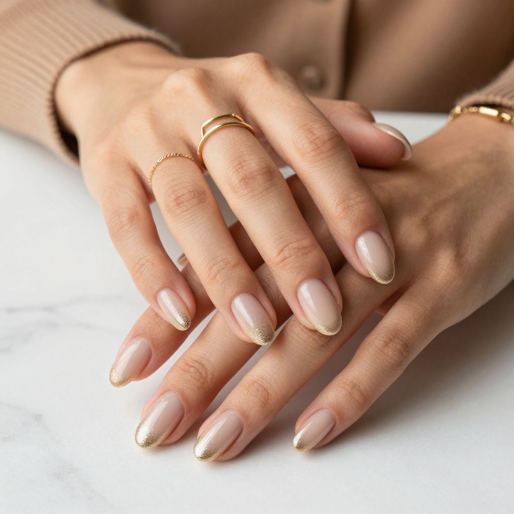 Classic Nude with Subtle Glitter Gradient