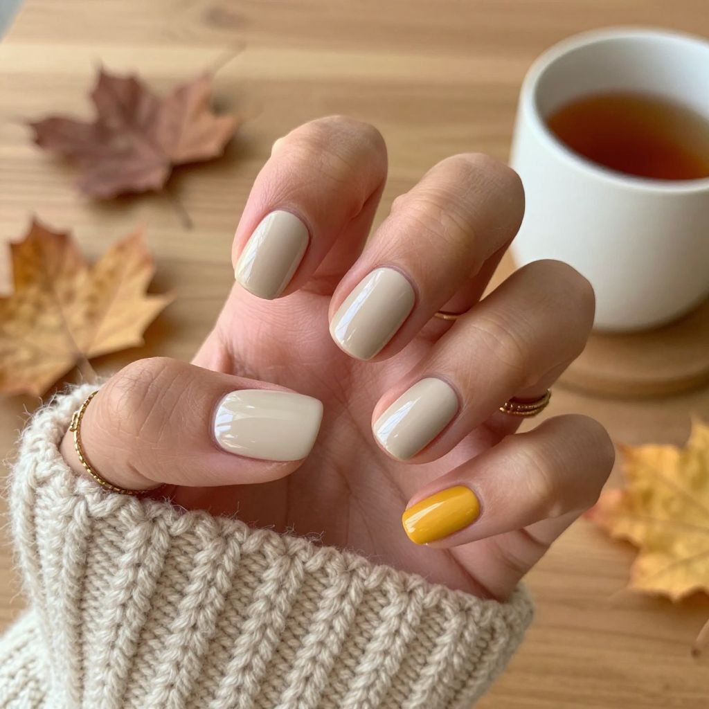 Mustard Yellow Accent Nail
