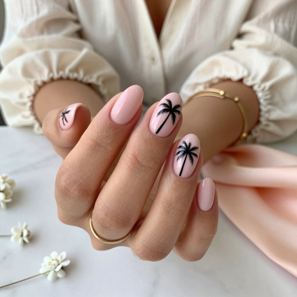 Pastel Pink Palm Silhouettes