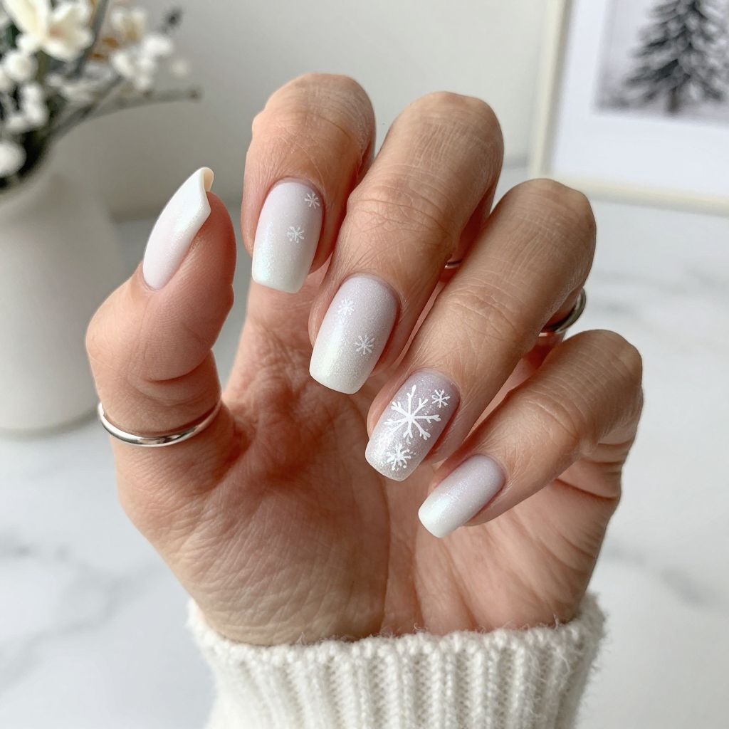 Frosted White with Pearlescent Snowflakes