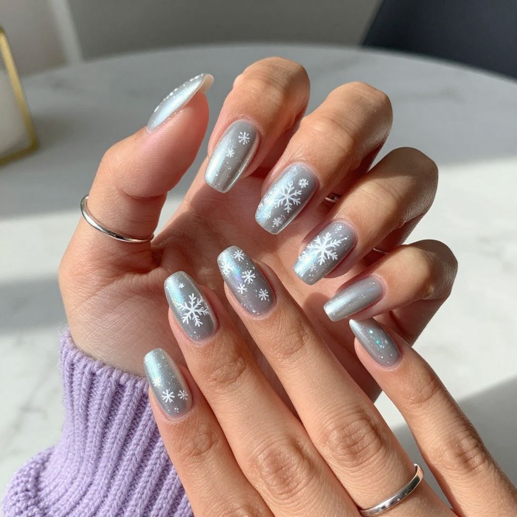 Icy Chrome with Snowflake Stamping