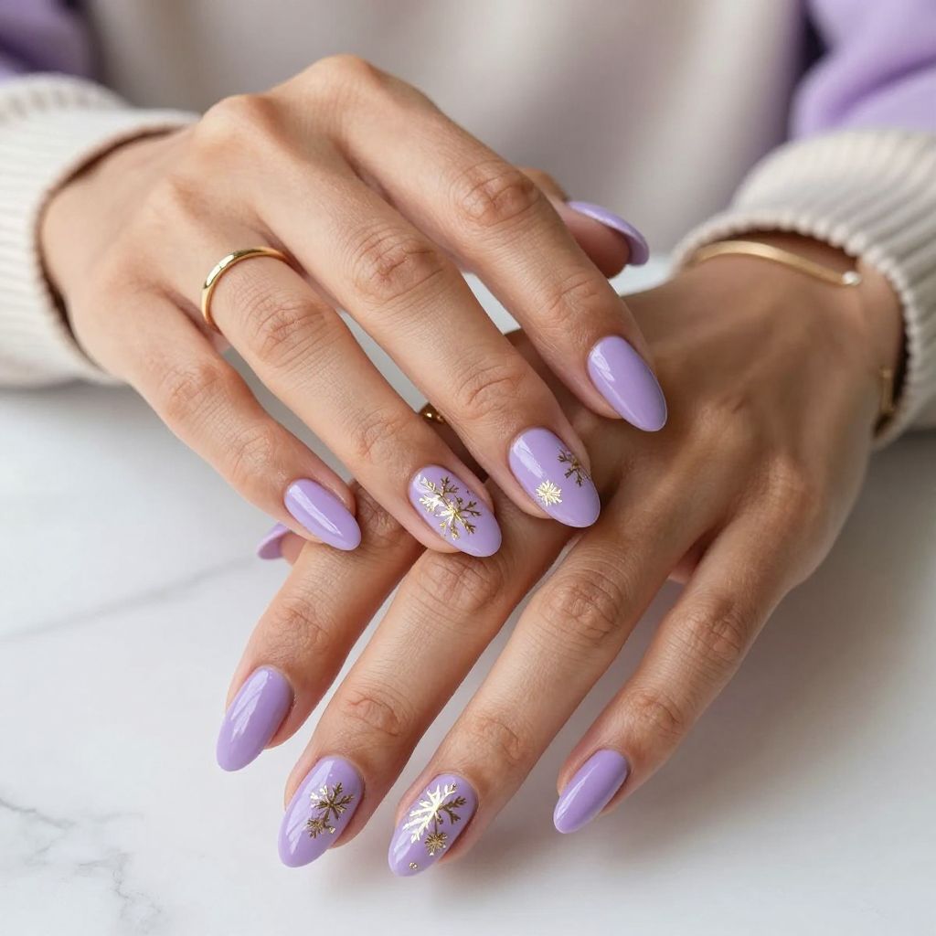 Soft Lavender with Gold Snowflake Accents