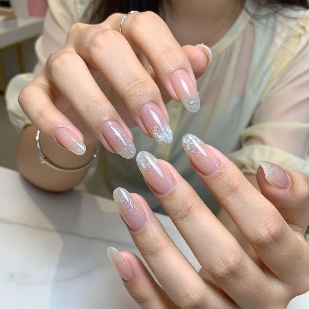 Iridescent Sparkle with Clear Tips