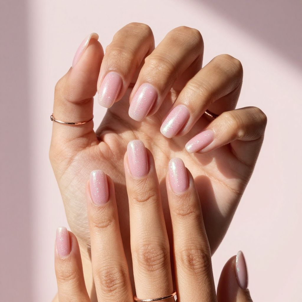 Soft Pink Holographic Sparkle
