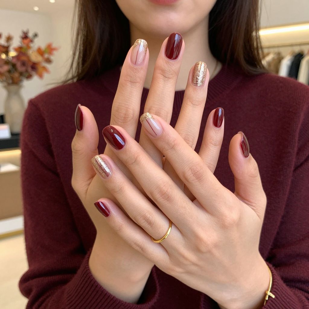 Rich Burgundy with Gold Sparkle