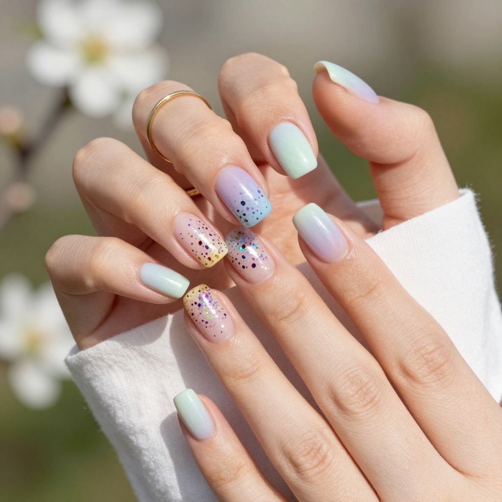 Pastel Sparkle Confetti Nails